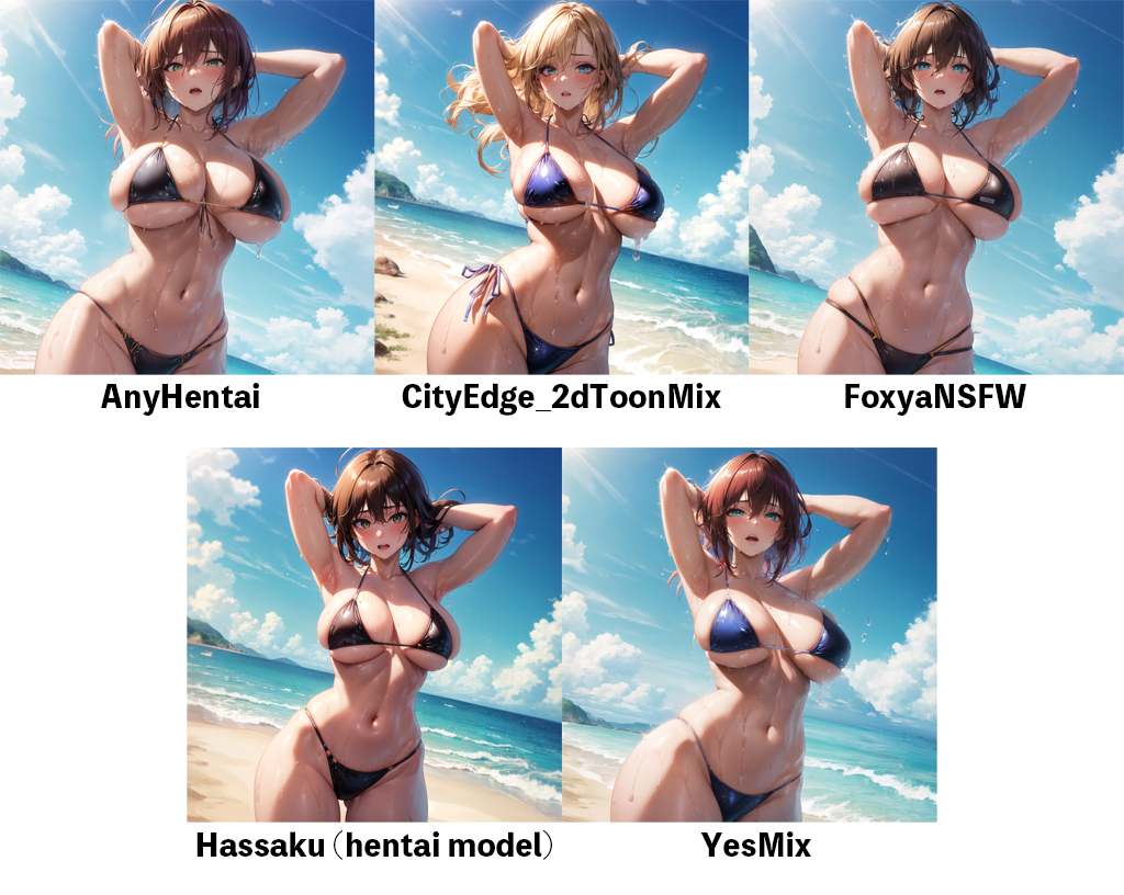 Girl in swimsuit Comparison of Images