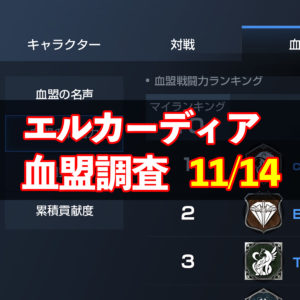 11/14エルカーディア情報｜上位血盟の戦力を徹底分析！